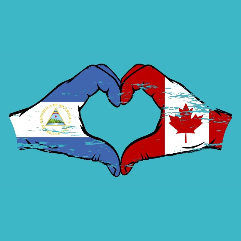Nicaragua Canada drapeau mains forme de coeur utilisé