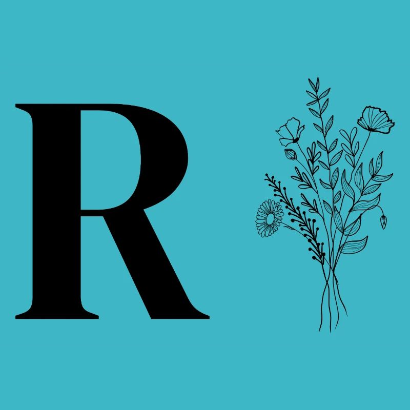 Lette R fleurs minimalistes
