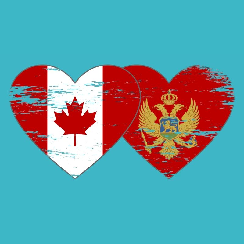 Canada Montenegro Flag Heart used