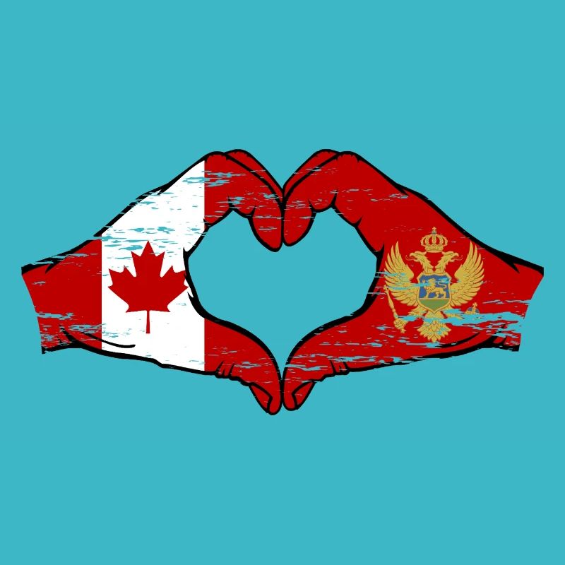 Canada Monténégro drapeau mains coeur utilisé