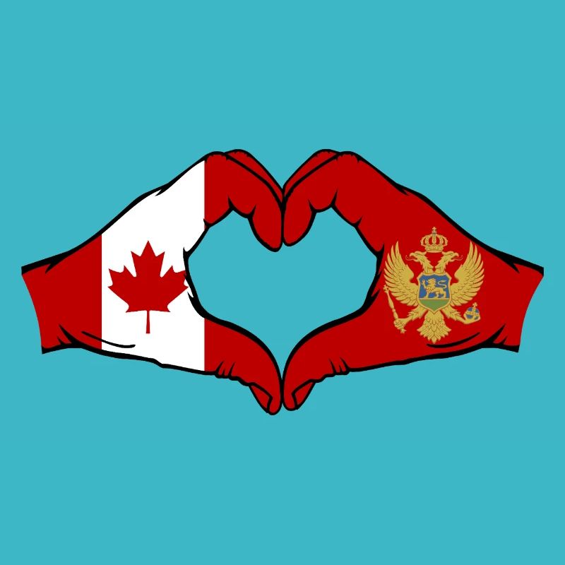 Canada Montenegro Flag Hands Heart Shape