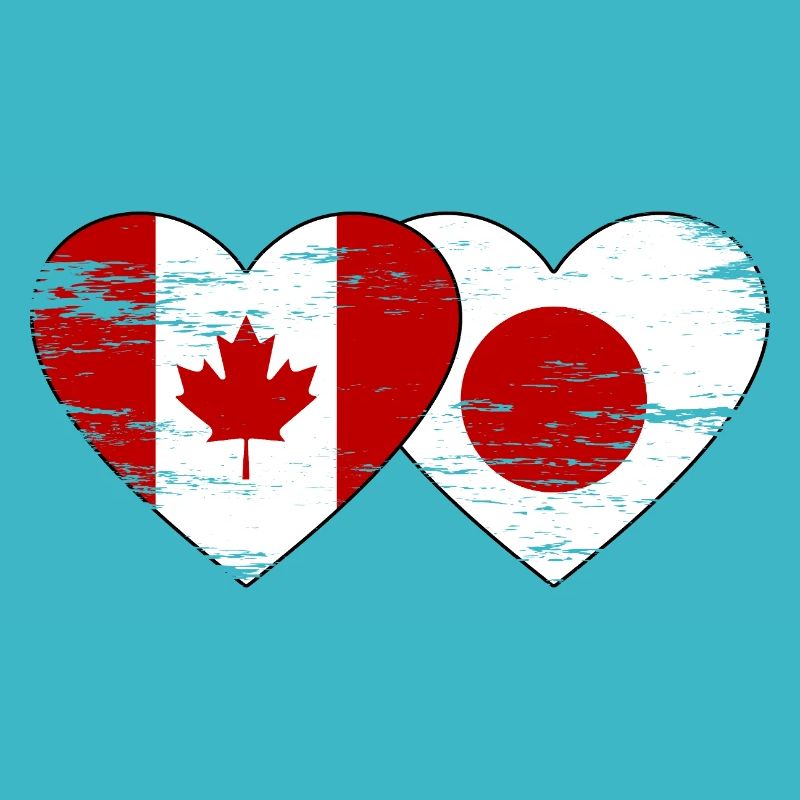 Canada Japon Drapeau Coeur Utilisé