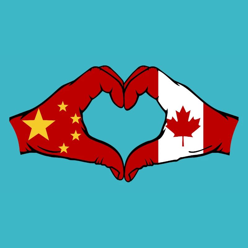 China Canada Flag Hands Heart Shape