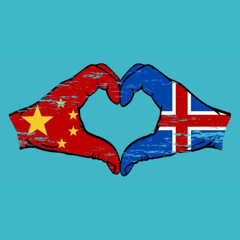Aiguilles drapeau de l’île de Chine en forme de coeur utilisé