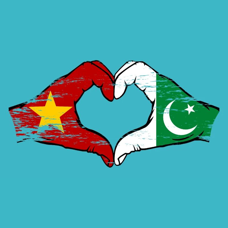 Vietnam Pakistan drapeau mains forme de coeur utilisé