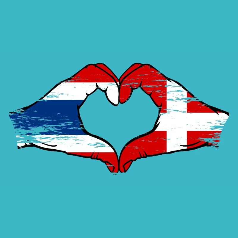 Thaïlande Danemark drapeau mains forme coeur utilisé