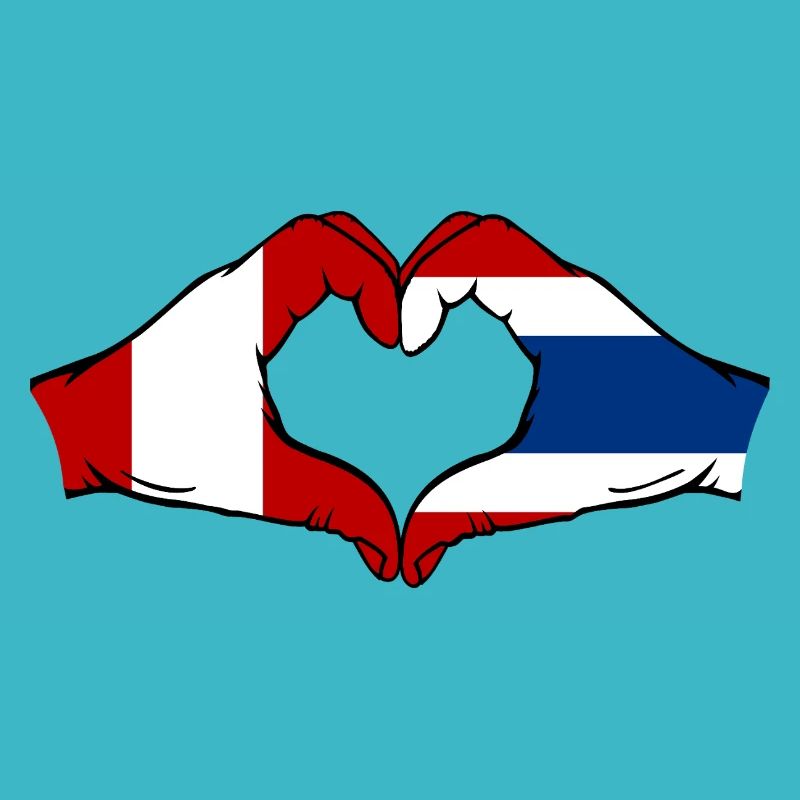 Pérou Thaïlande Drapeau Mains Coeur Forme