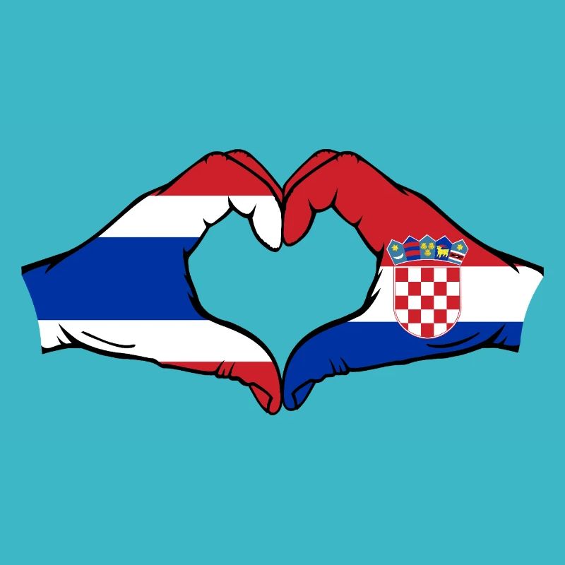 Croatie Thaïlande drapeau mains forme coeur