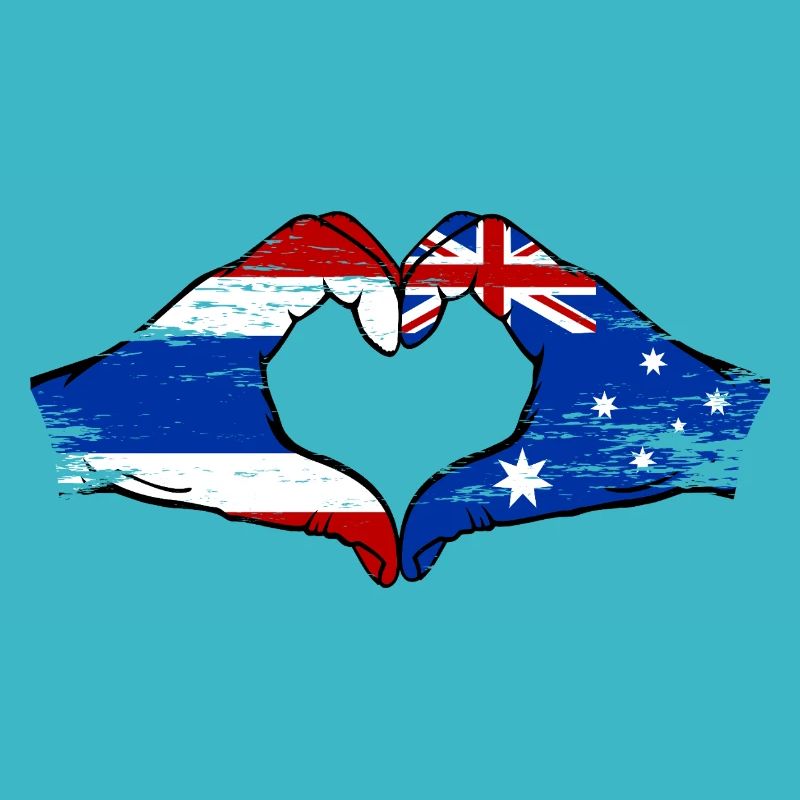 Thaïlande Australie drapeau mains forme de coeur utilisé