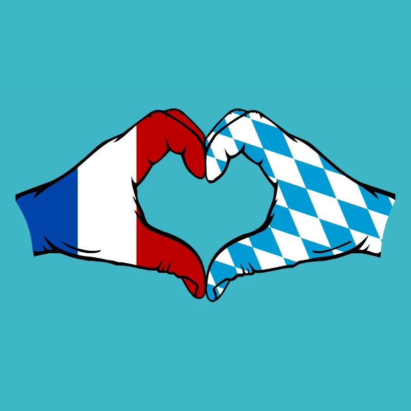 France Bavaroise Drapeau Mains Coeur Forme