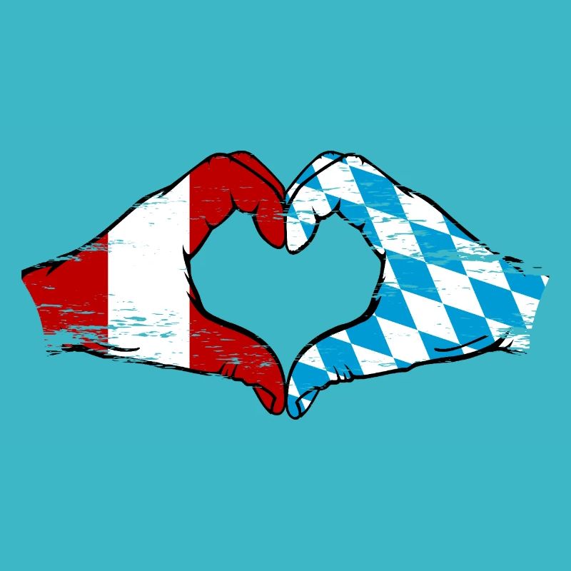 Pérou Bavière drapeau mains forme de coeur utilisé