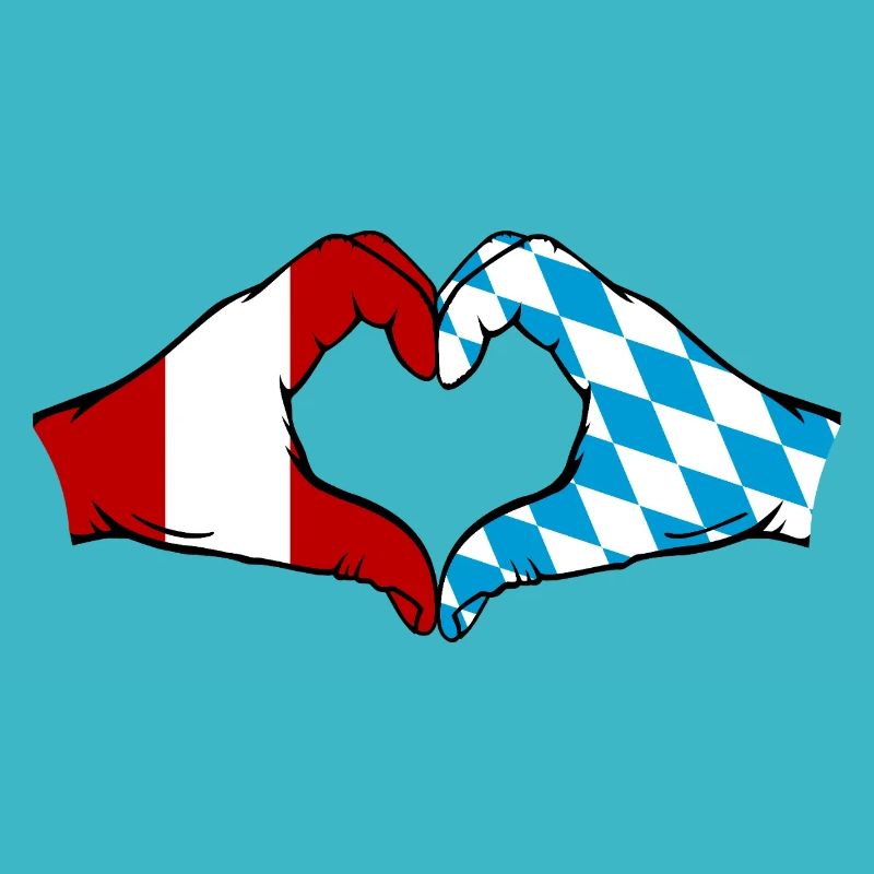 Pérou Bavière drapeau mains forme coeur