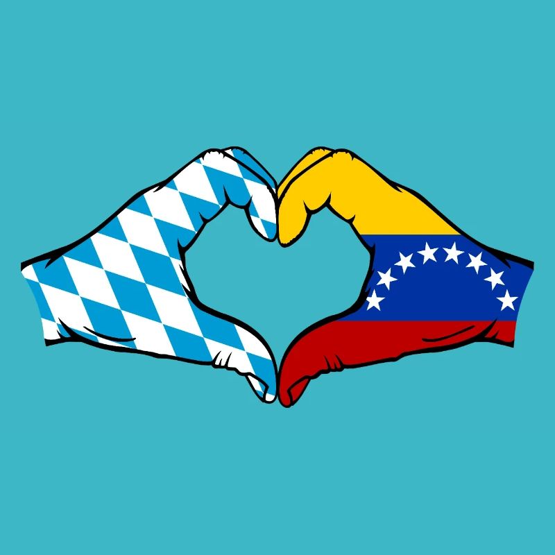 Bavière, Venezuela, drapeau, mains, forme de coeur