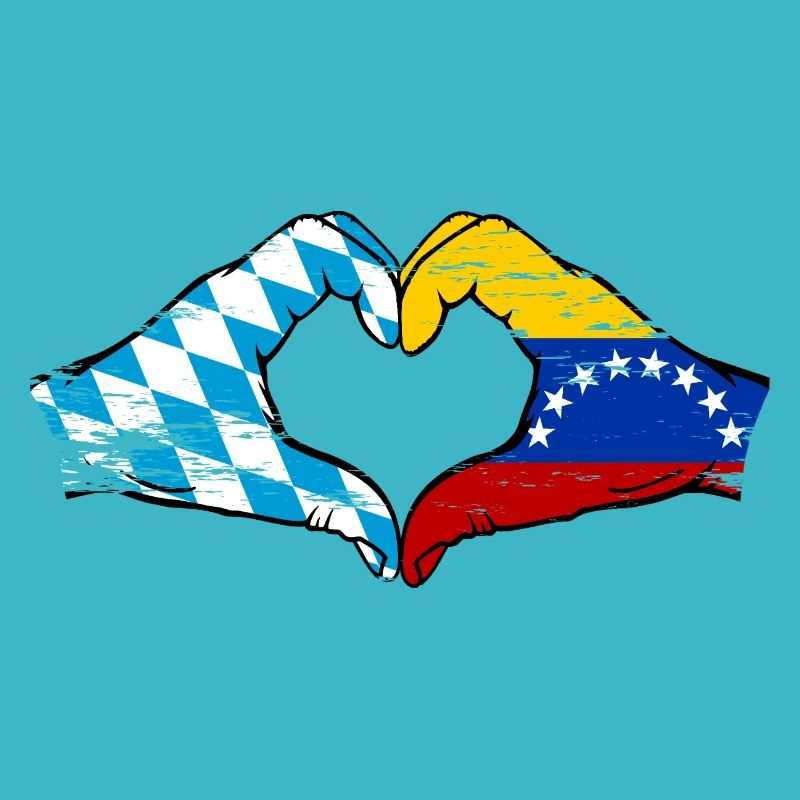 Bavière, Venezuela, drapeau, mains, forme de coeur utilisé