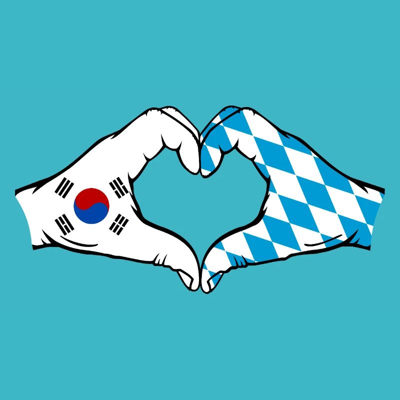 Corée du Sud Bavaroise Drapeau Mains Coeur Forme