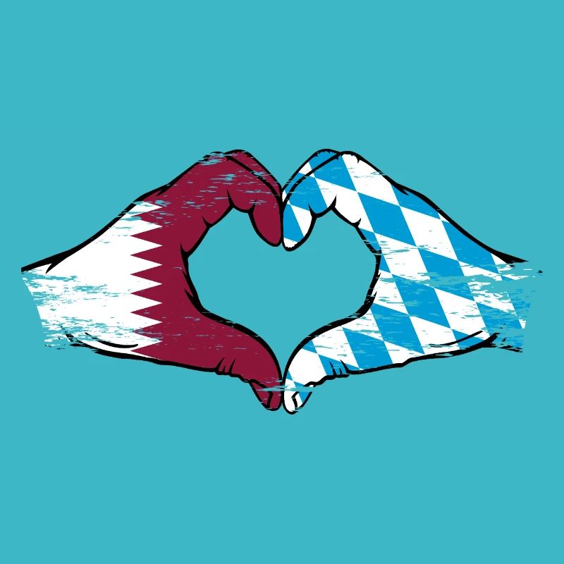 Qatar Bavaroise drapeau mains coeur utilisé