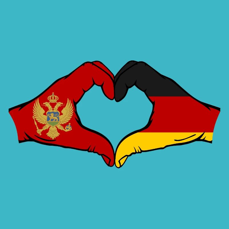 Montenegro Germany Flag Hands Heart Shape