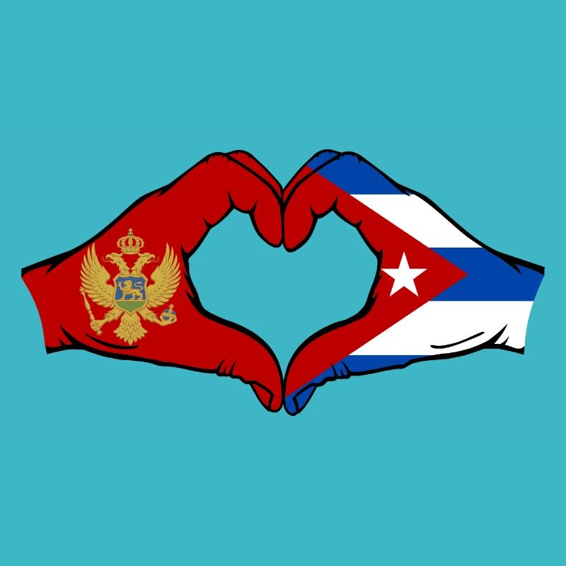 Montenegro Cuba Flag Hands Heart Shape