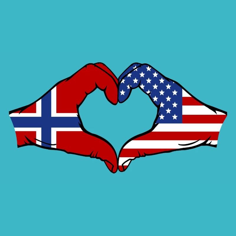 Norvège États-Unis Drapeau Main Coeur Forme