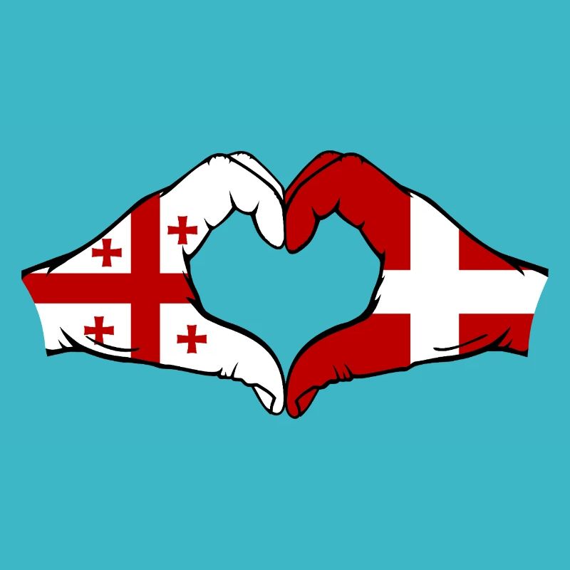 Géorgie Danemark drapeau main coeur forme