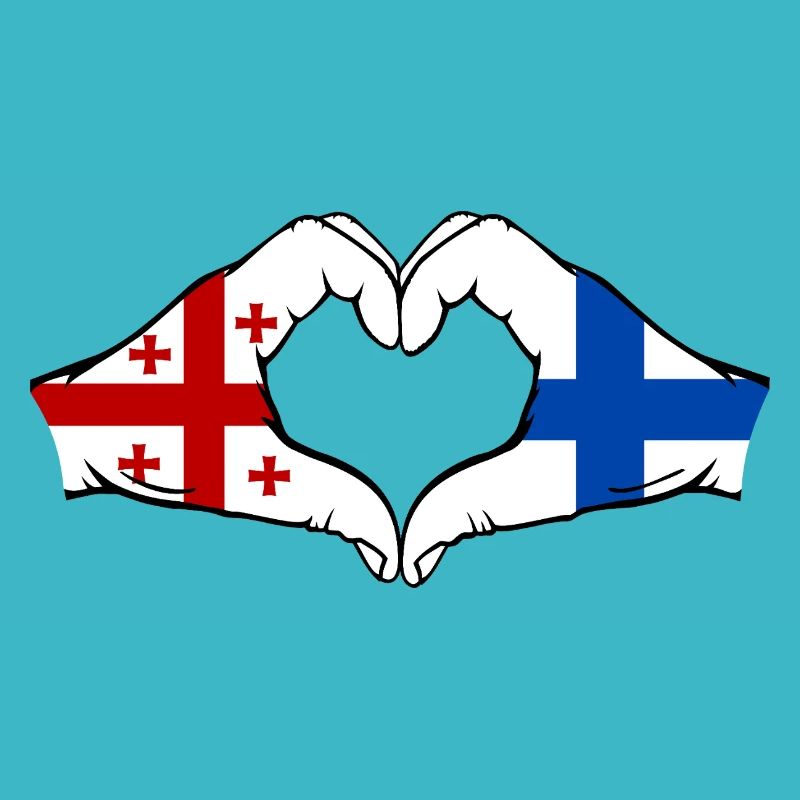 Géorgie Finlande Drapeau Mains Coeur Forme