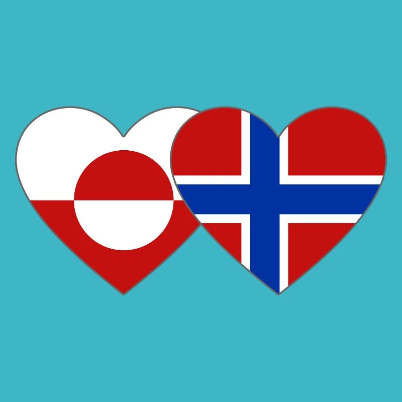 Drapeau du Groenland, Norvège, mains, forme de cœur