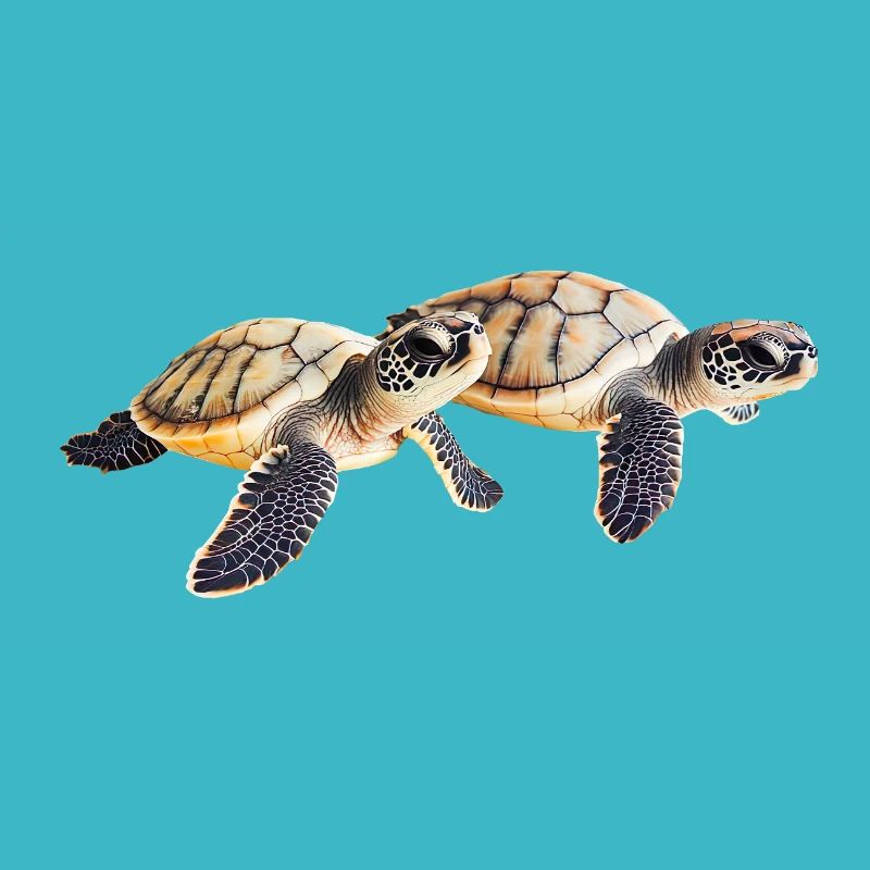Double paire de bébé tortue de mer