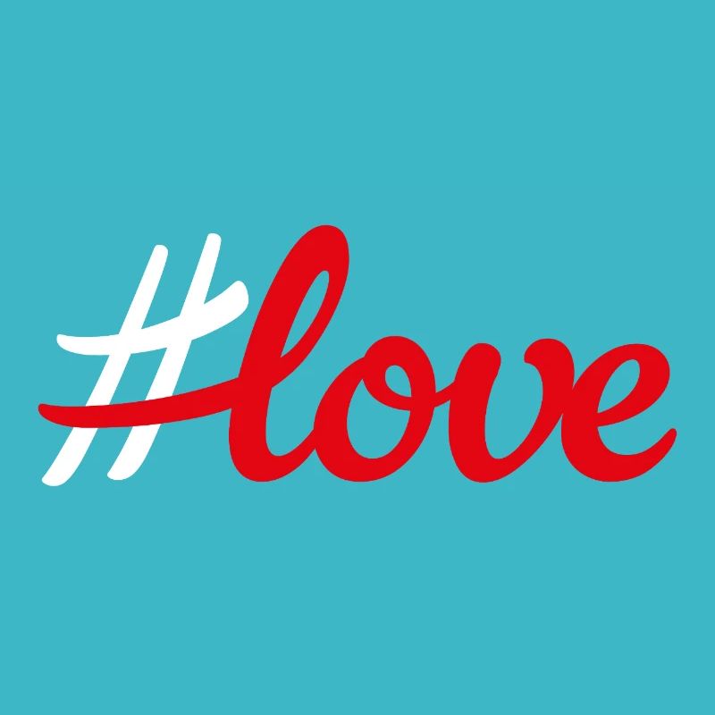Hashtag Red Love Love Handwriting Minimalist