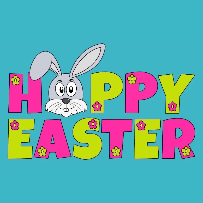 Joyeuses Pâques Lapin de Pâques Fleurs Lapin Houblonnées Pâques