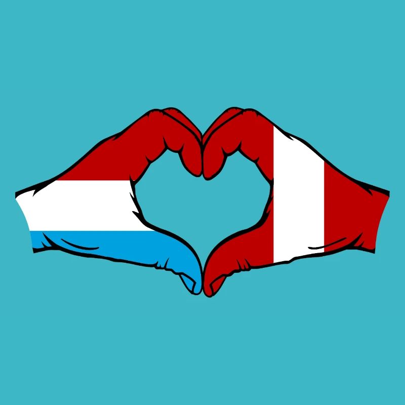 Luxembourg Pérou Drapeau Mains Coeur Forme