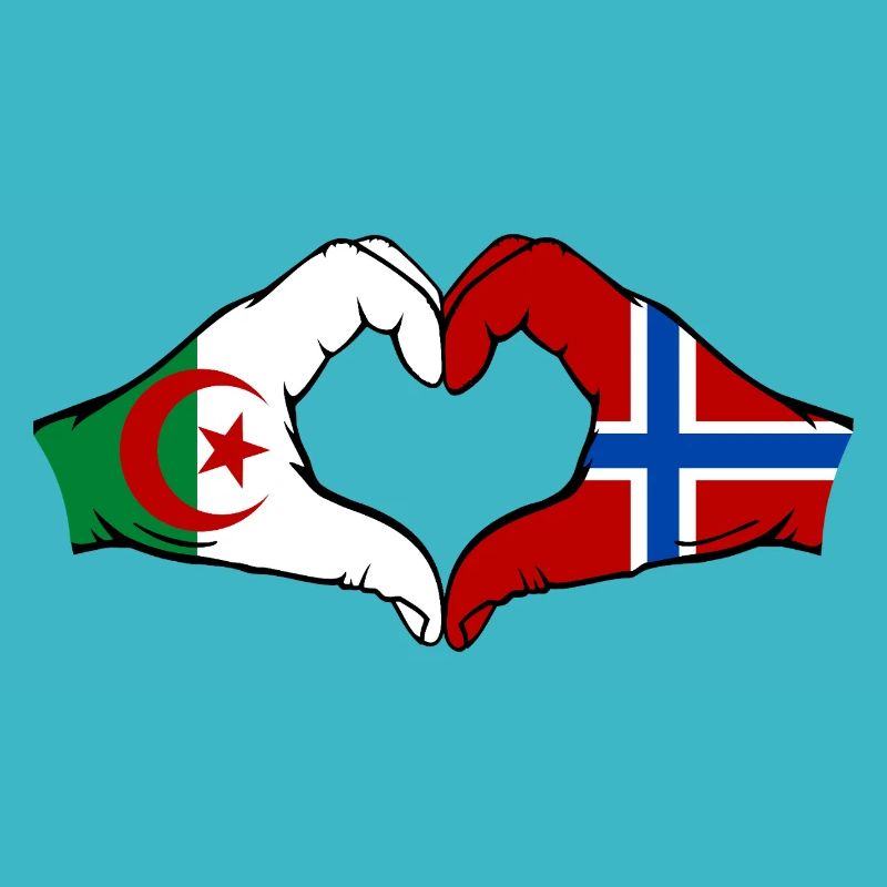 Algerien Norwegen Flagge Haende Herzform
