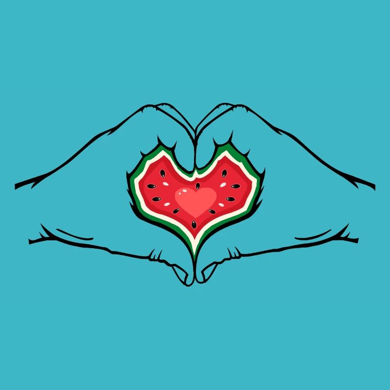Watermelon Design Hands Heart Shape