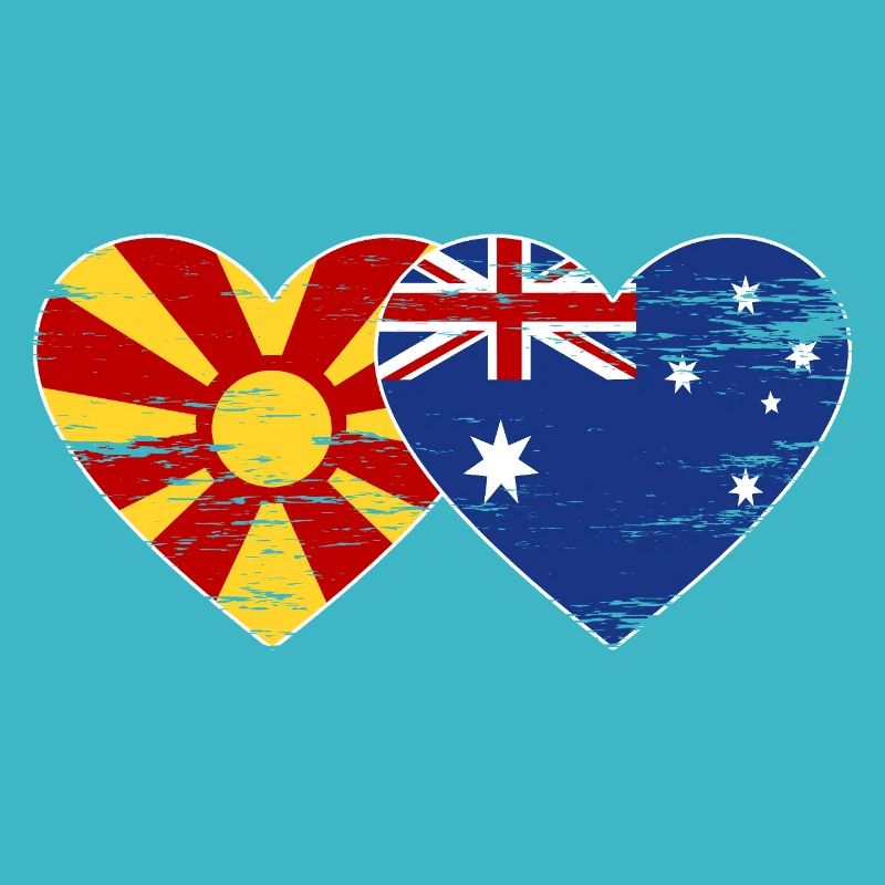 Macédoine Australie Drapeau Coeur Utilisé