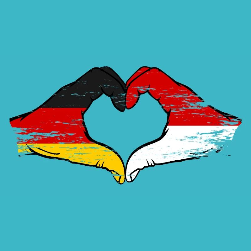 Allemagne Monaco Drapeau Main Forme Coeur Utilisé