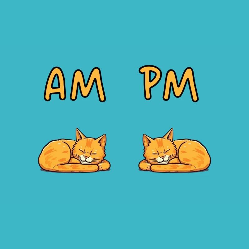 AM PM Tôt Chat en retard Design
