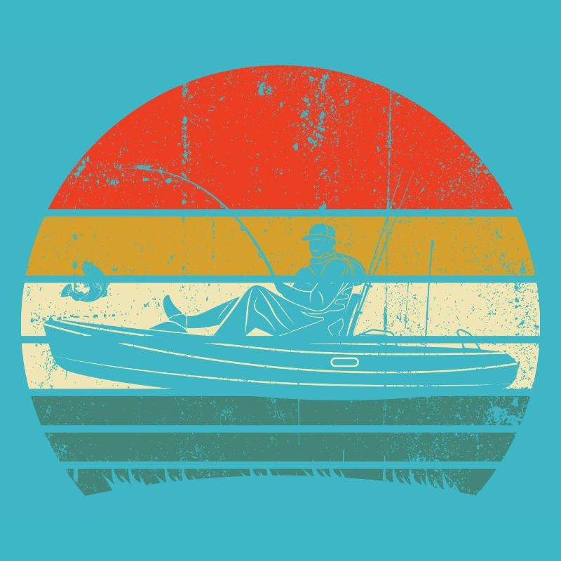 Retro Sunset Boot im gestreiften Kreis
