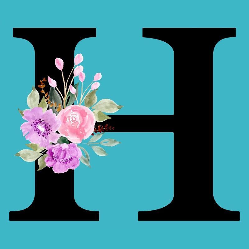 Lila Blumenbuchstabe h