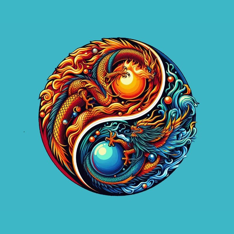Yin Yang Drachen Kunstwerk
