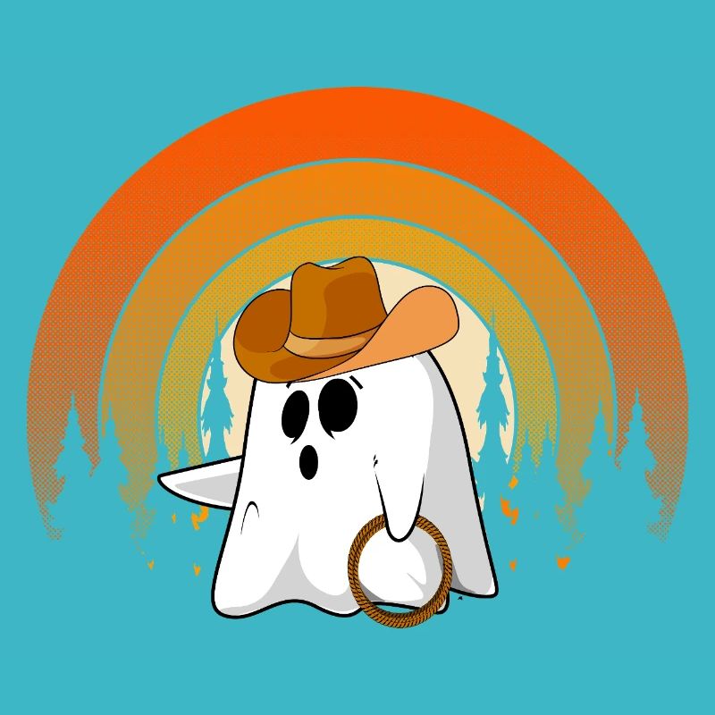 Cowboy Ghost Retro Halloween Spooky Vibes