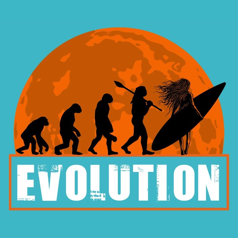 Évolution de la silhouette vintage du coucher de soleil surf