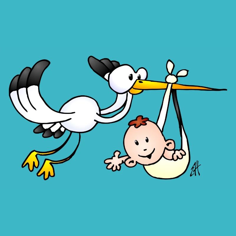 Der Storch bringt die Babys.