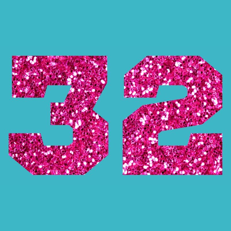 Numéro 32 paillettes rose - 32e anniversaire