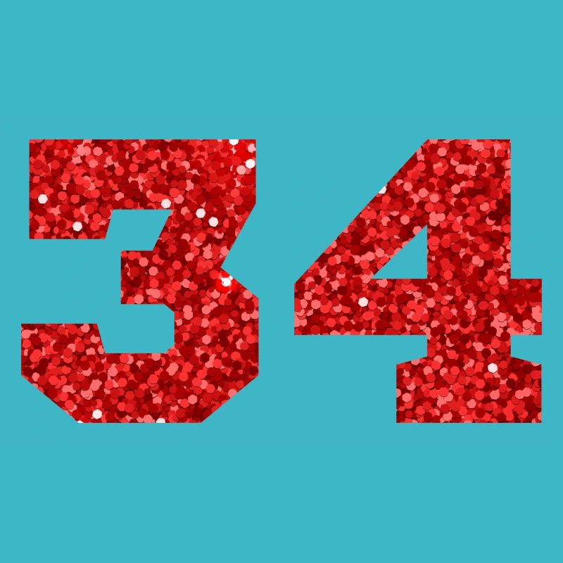 Numéro 34 paillettes rouge - 34e anniversaire