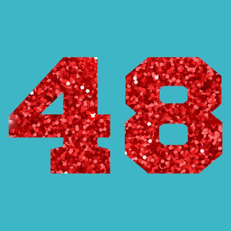 Number 48 Red Glitter - 48th Anniversary