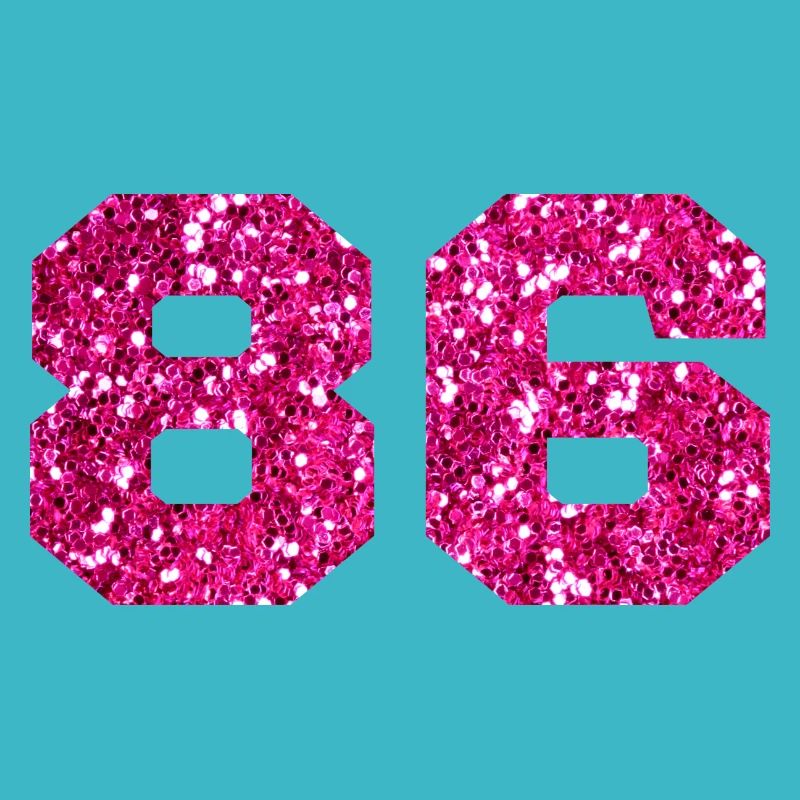 Numéro 86 paillettes rose - 86e anniversaire