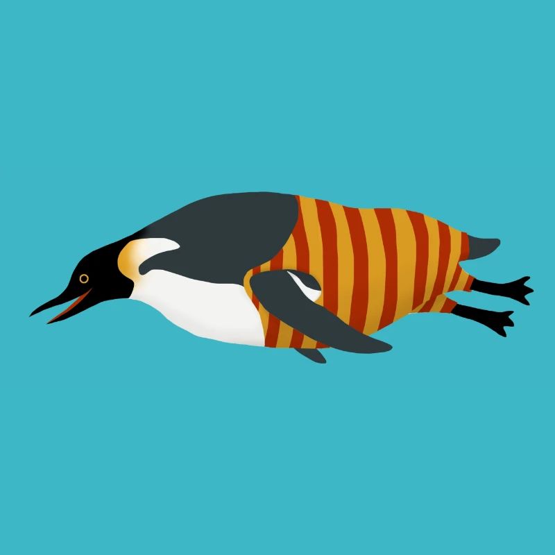 Plongées pingouins (maillot de bain rouge jaune)