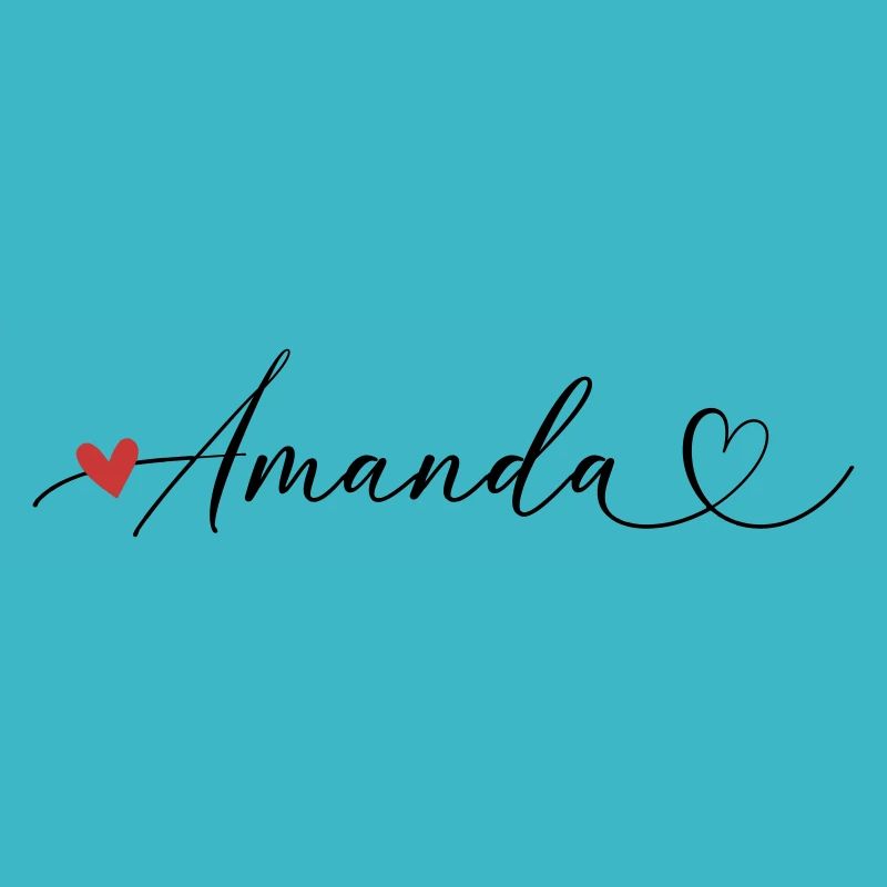 Amanda Last name First name Calligraphy heart