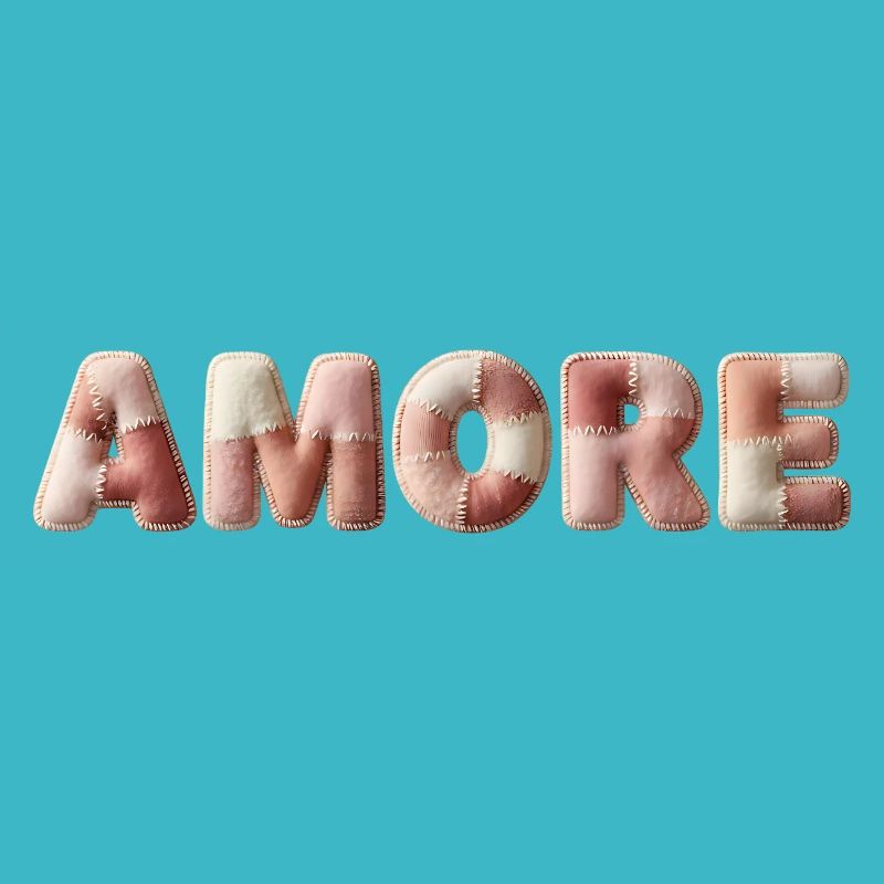 Cadeau patchwork en point peluche Amore