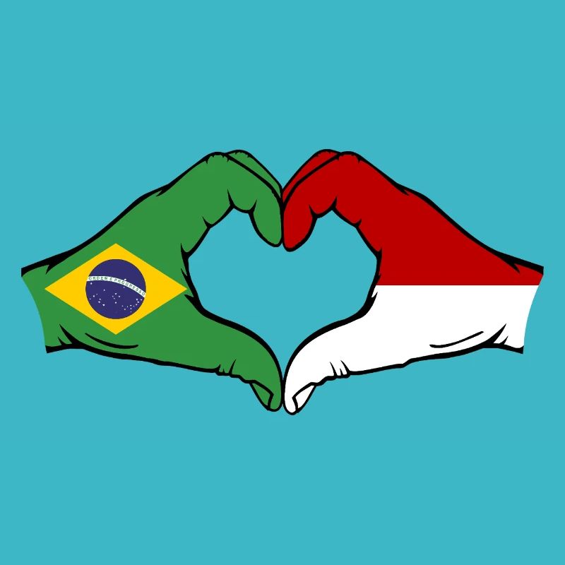 Brésil Monaco Drapeau Main Coeur Forme