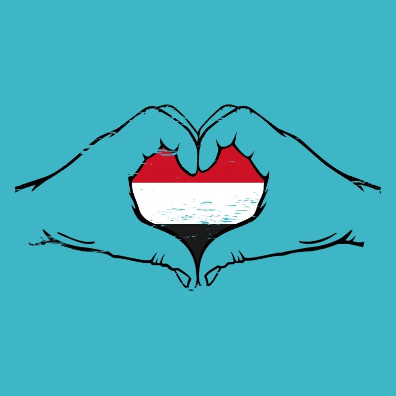 Drapeau du Yémen en forme de coeur